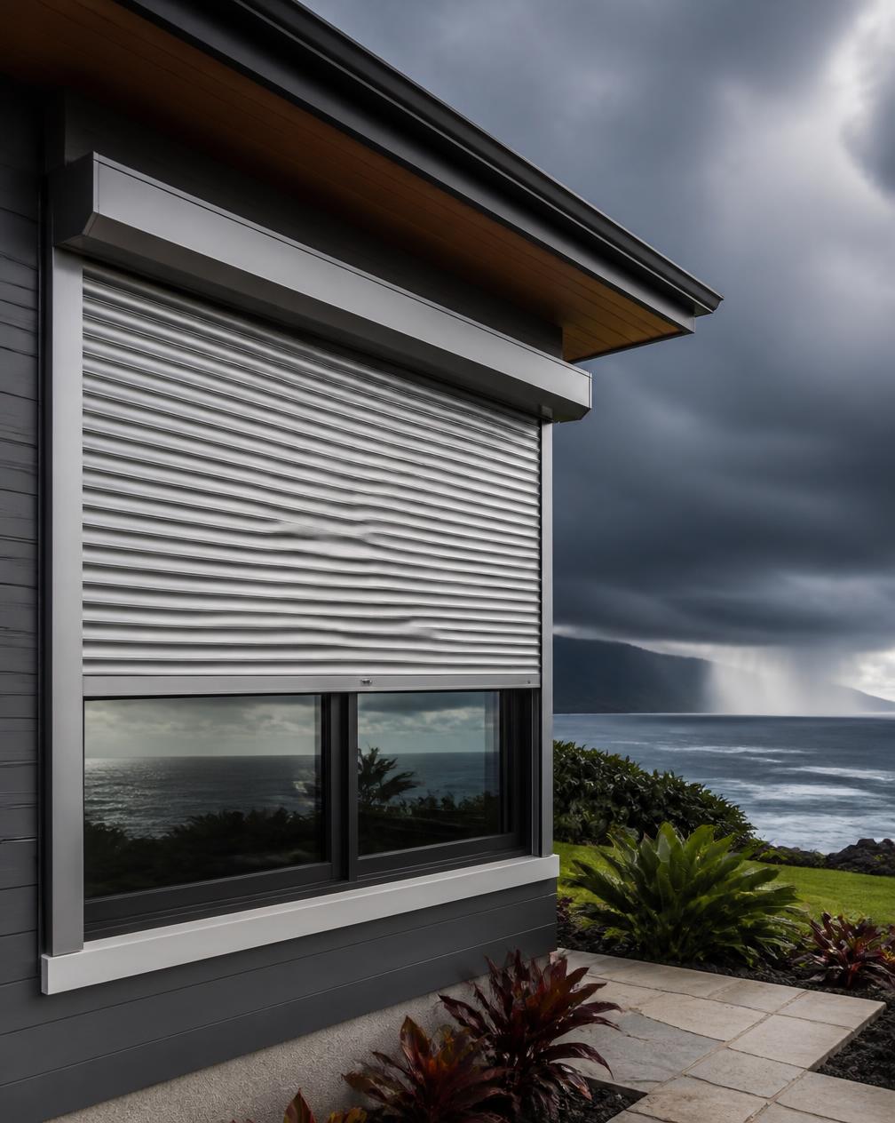Roll-down storm shutter on a Hawaii home